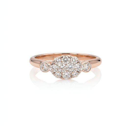 Elegant Rose Gold Ladies Ring with Lab-Grown Diamond Cluster – Marquise Style