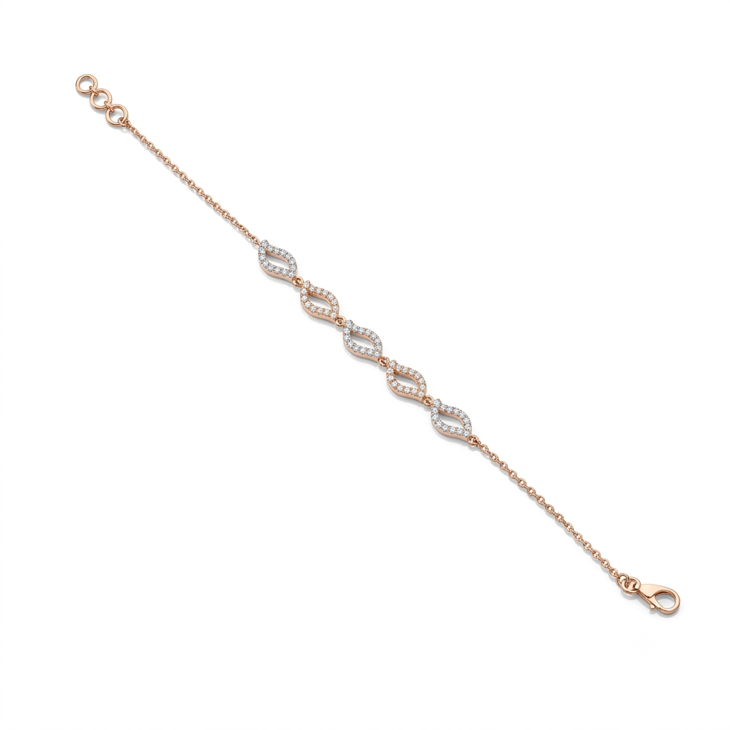Delicate Rose Gold Chain Bracelet with American Diamonds – Dainty & Elegant Design