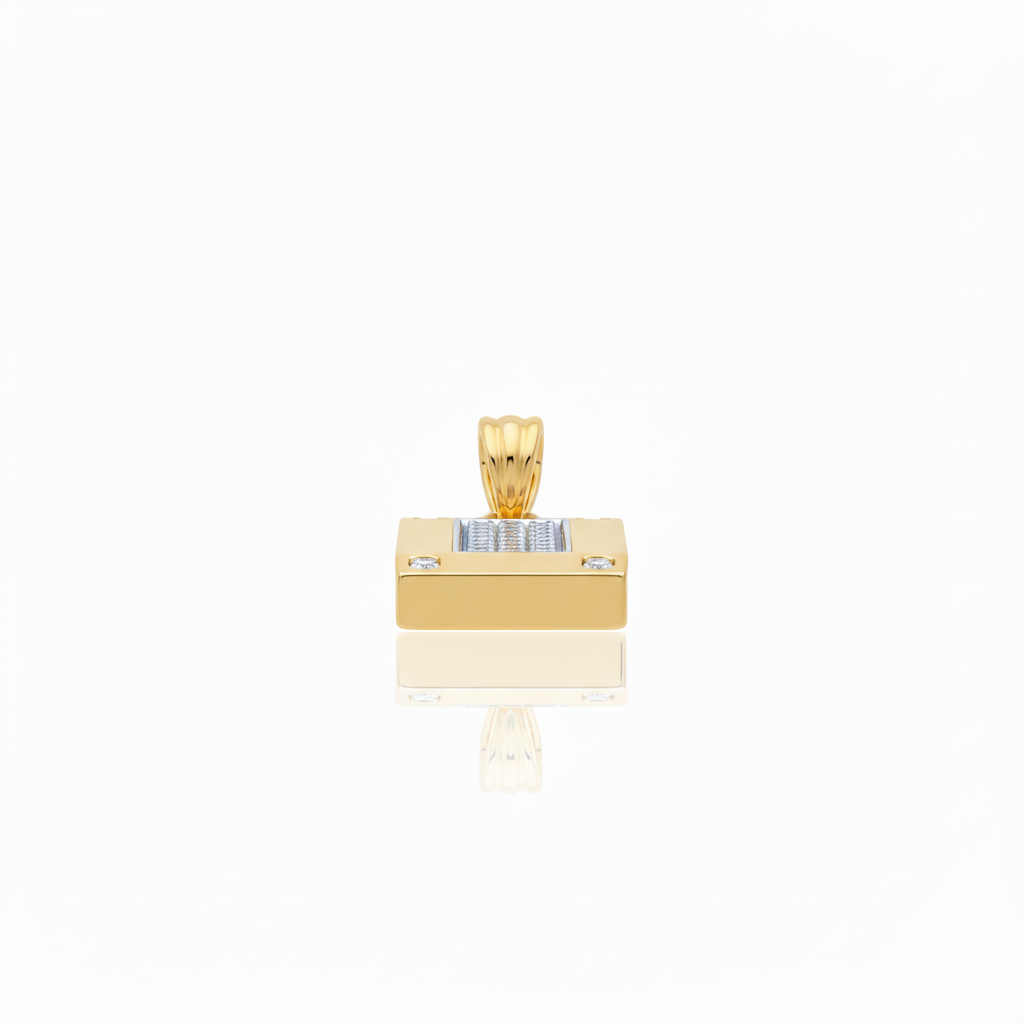 Modern Gold Men Rectangle Pendant with American Diamonds – Sleek & Stylish