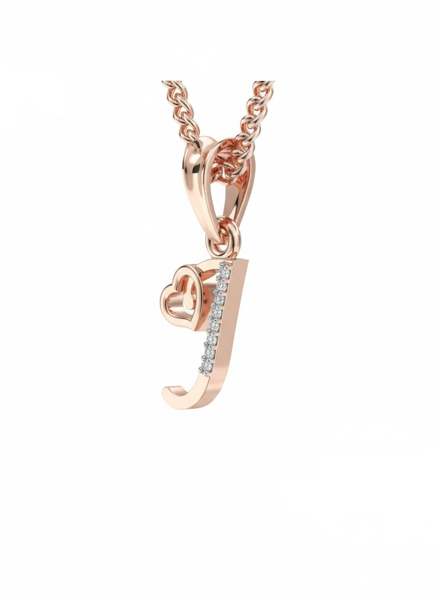J Initial Alphabet Diamond Pendant - Diamond Jewellery