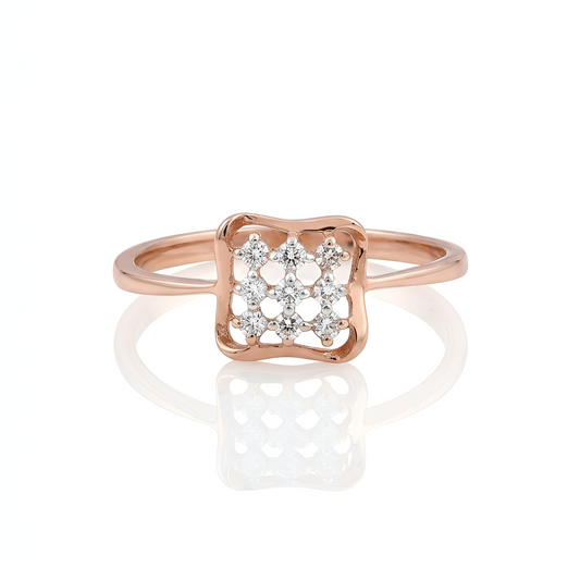 Elegant Lab-Grown Diamond Cushion Square Ladies Ring – Rose Gold Finish