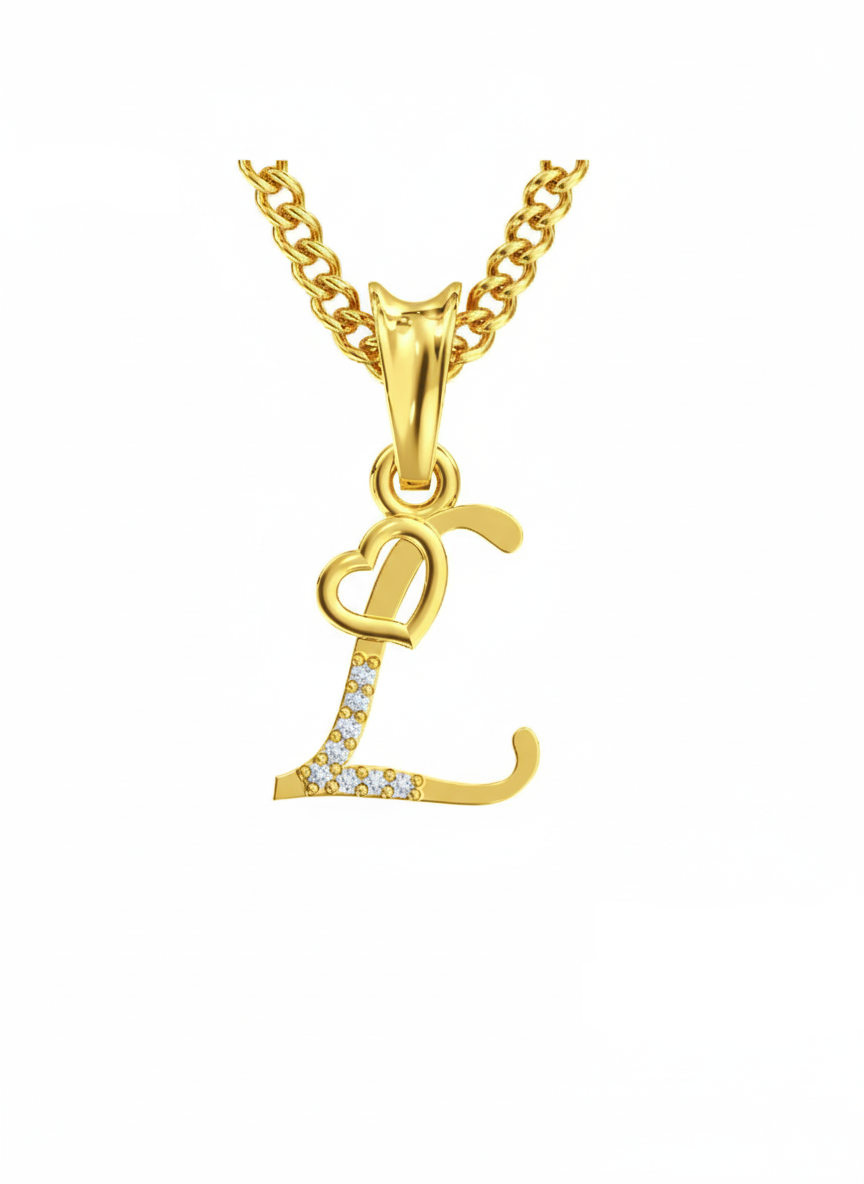 L Initial Alphabet Diamond Pendant - Diamond Jewellery