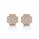 Elegant Floral Lab-Grown Diamond Stud Earrings in Gold