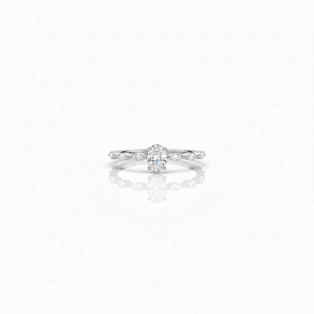 Oval Engagement Ring – Marquise Side Stones