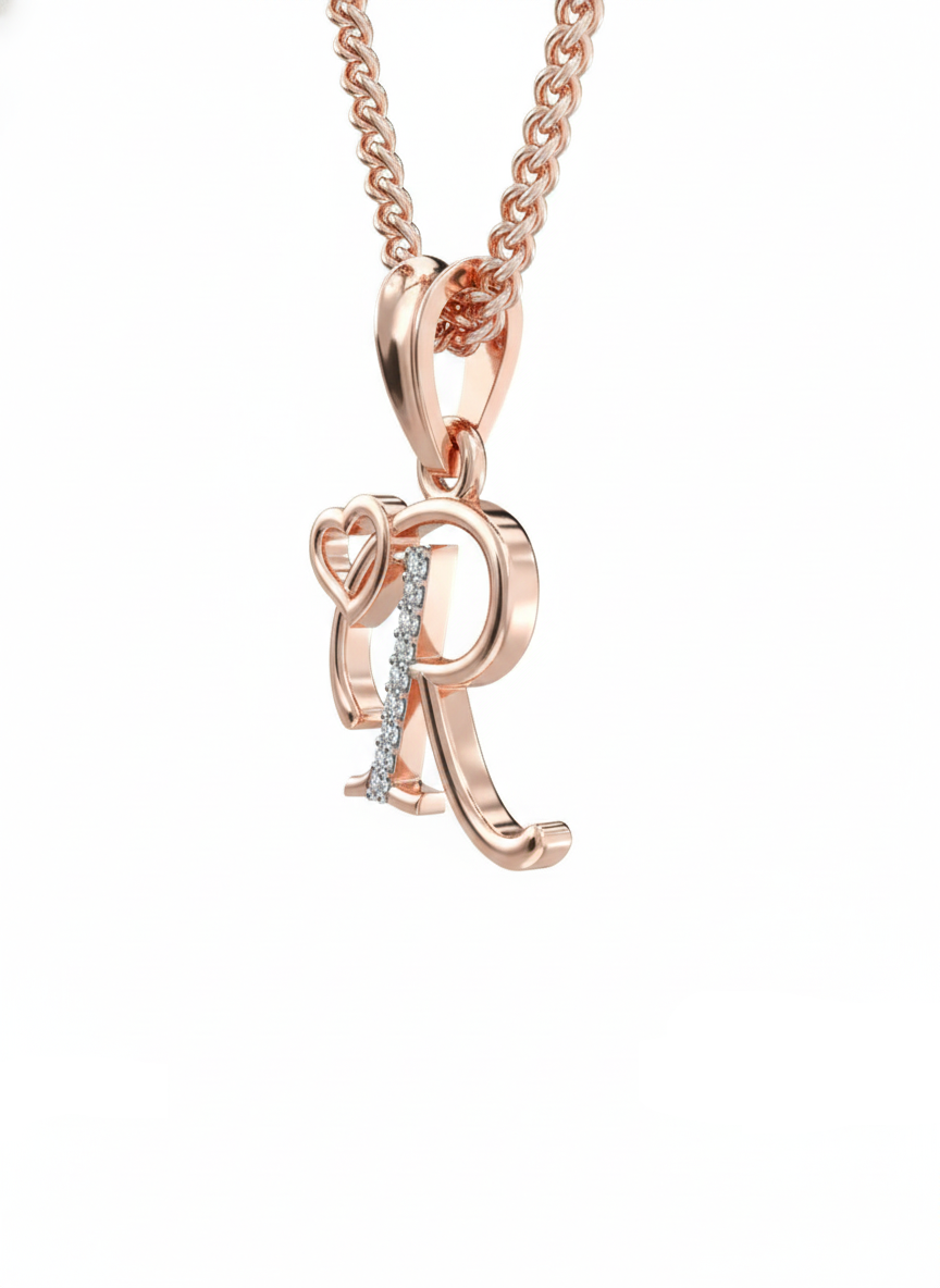 R Initial Alphabet Diamond Pendant - Diamond Jewellery