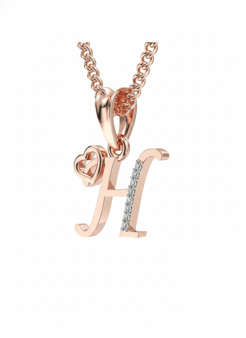 H Initial Alphabet Diamond Pendant - Diamond Jewellery