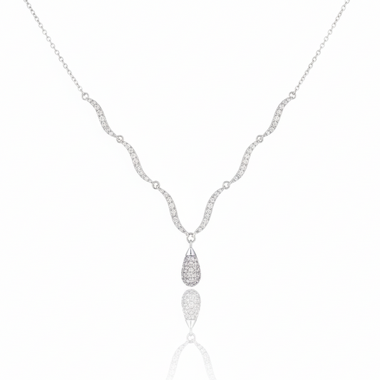 Elegant Wave Link Moissanite Diamond Drop Pendant Necklace