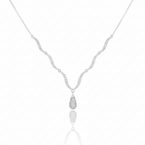 Elegant Wave Link Moissanite Diamond Drop Pendant Necklace