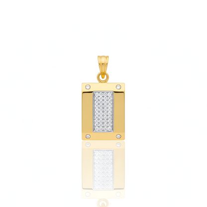 Modern Gold Men Rectangle Pendant with American Diamonds – Sleek & Stylish
