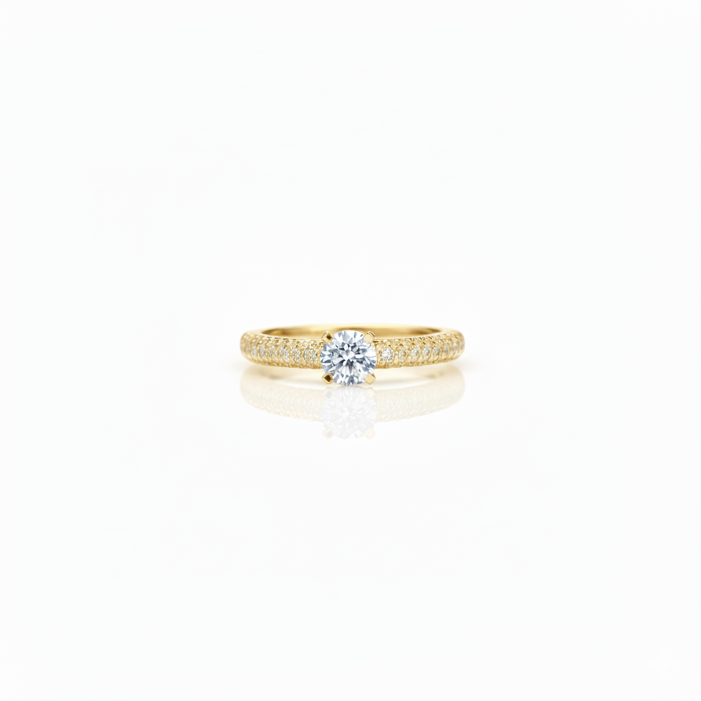 elegant solitaire Moissanite diamond ring