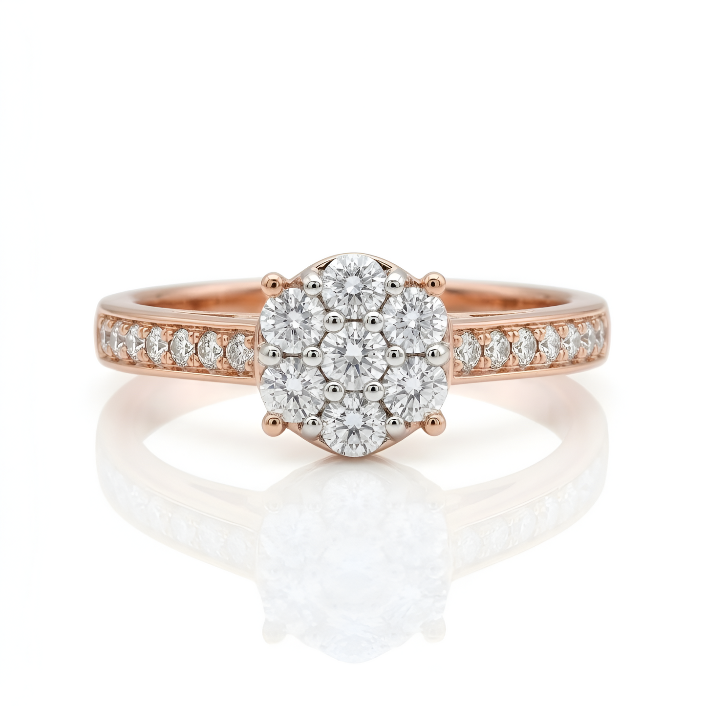 Stunning Rose Gold Engagement Ring with Lab-Grown Diamonds – Elegant Cluster Design