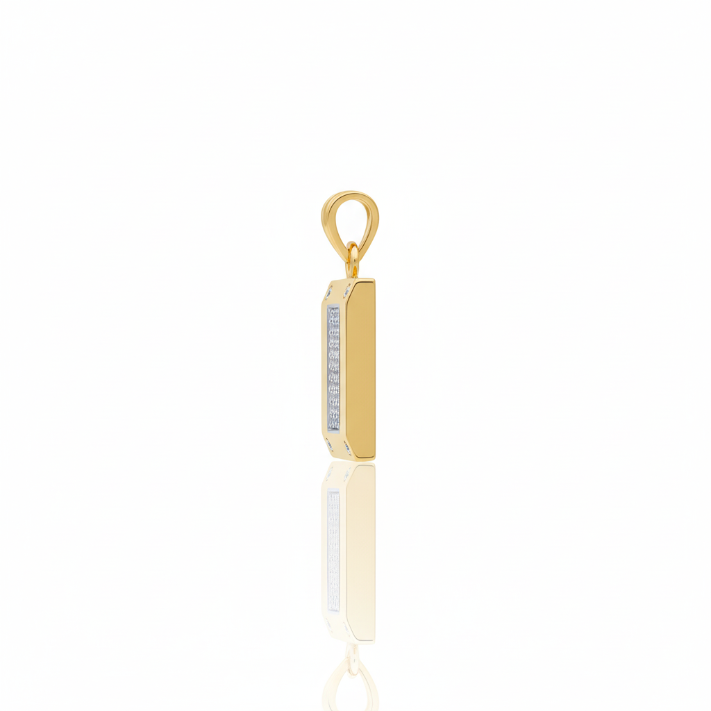 Modern Gold Men Rectangle Pendant with American Diamonds – Sleek & Stylish