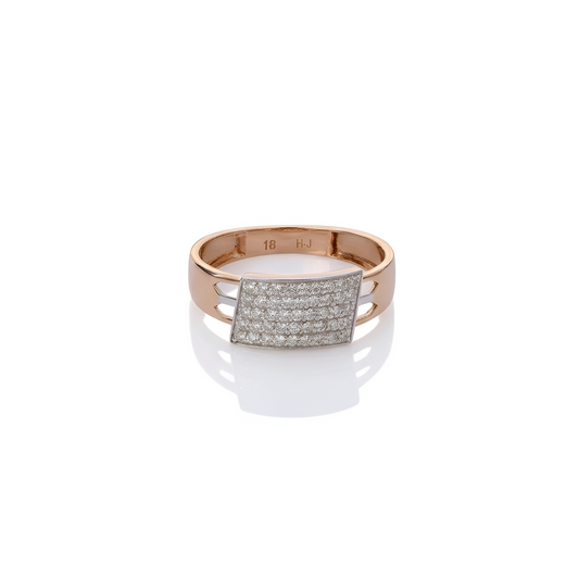 Luxurious Curved Panel Moissanite Ring | Men's Elegant Rose Gold Finish