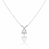 Moissanite Diamond Crossover Pendant Necklace 925 Sterling Silver Women Chain