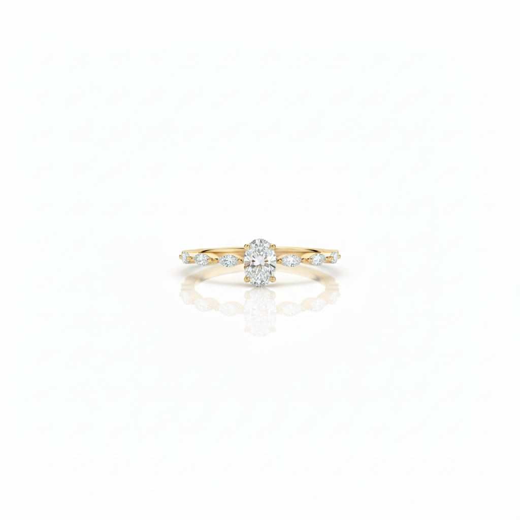 Oval Engagement Ring – Marquise Side Stones