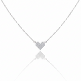 925 Sterling Silver Chain Necklace - Pixel Heart Moissanite / Lab grown  Diamond Pendant