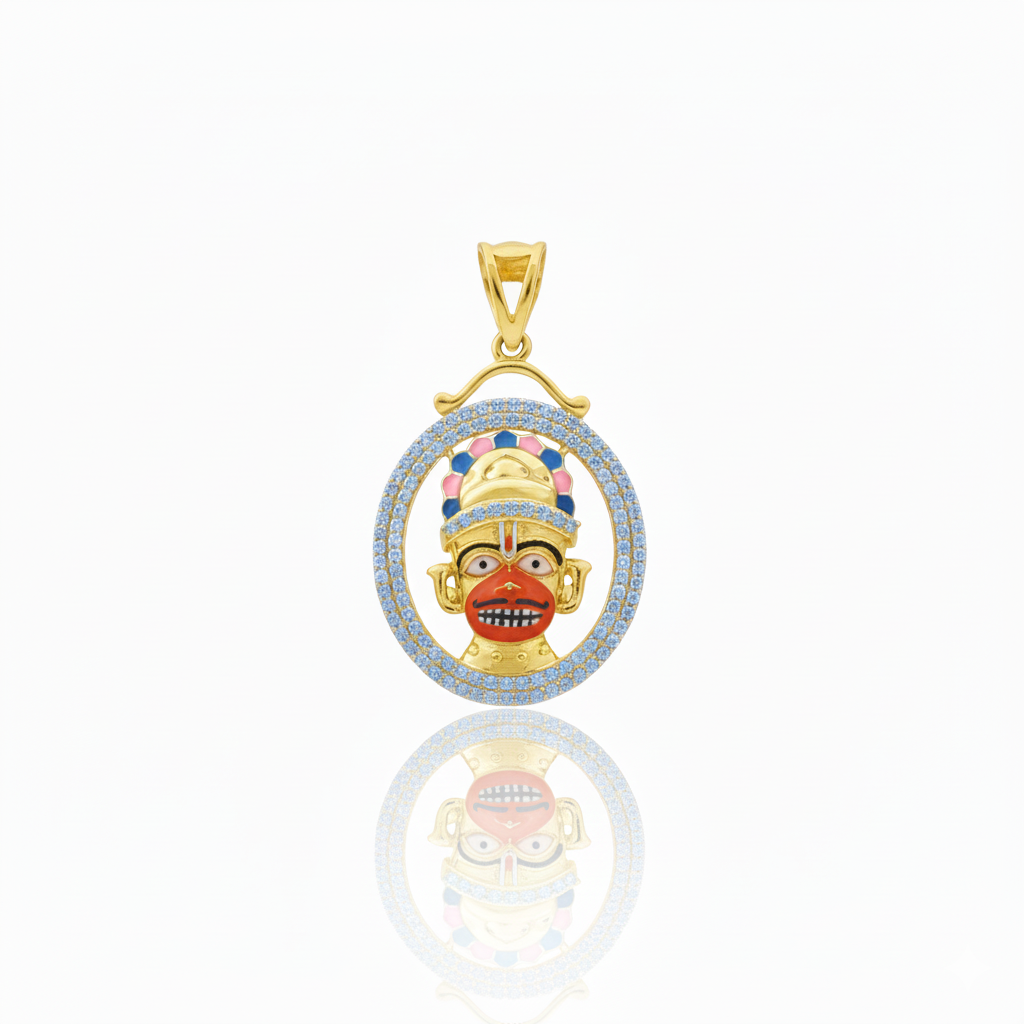 Traditional Gold-Toned Hanumanji Pendant with American Diamond