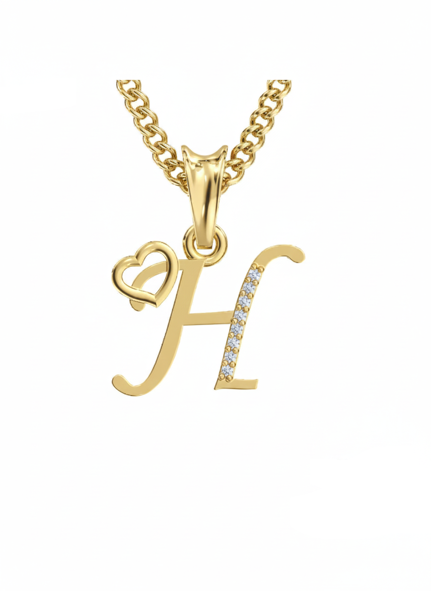 H Initial Alphabet Diamond Pendant - Diamond Jewellery
