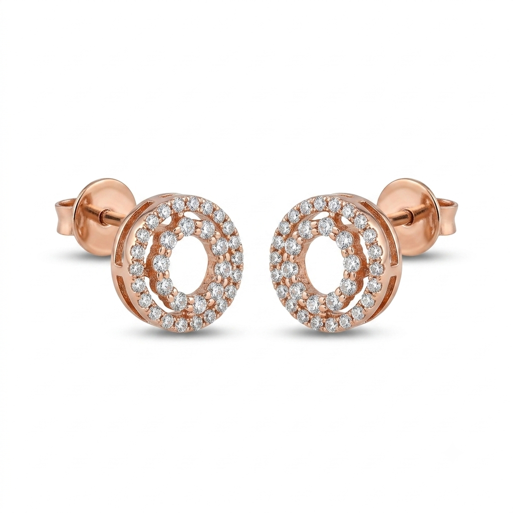 Elegant Circular Earrings with Lab-Grown Diamonds