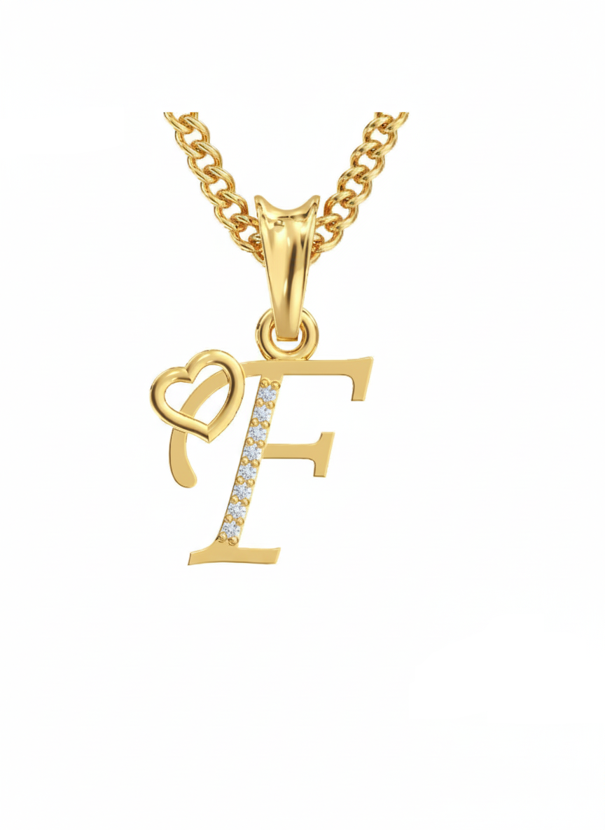 F Initial Alphabet Diamond Pendant - Diamond Jewellery