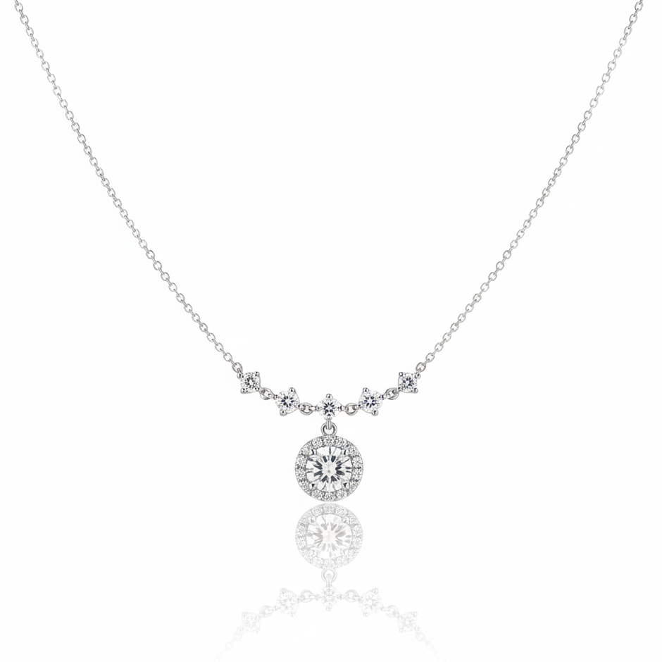 Moissanite Diamond Pendant Chain in 925 Sterling Silver