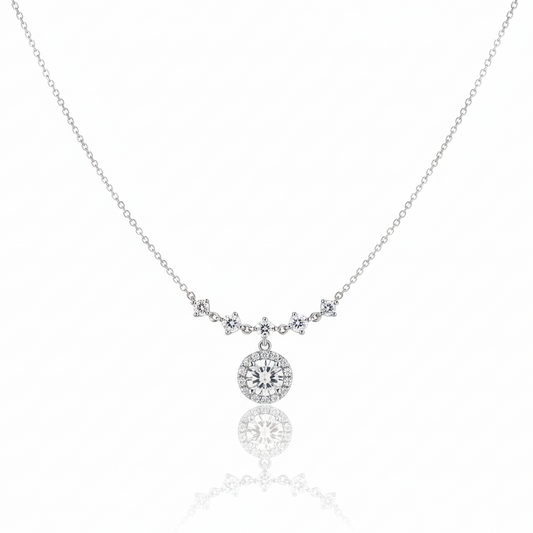 Moissanite Diamond Pendant Chain in 925 Sterling Silver