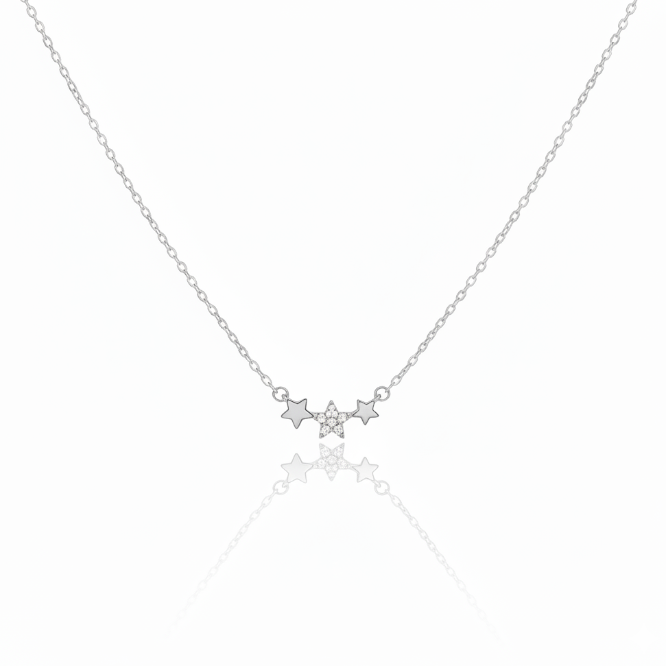 92.5 Sterling Silver Chain Necklace with Moissanite Diamond / Lab grown diamond