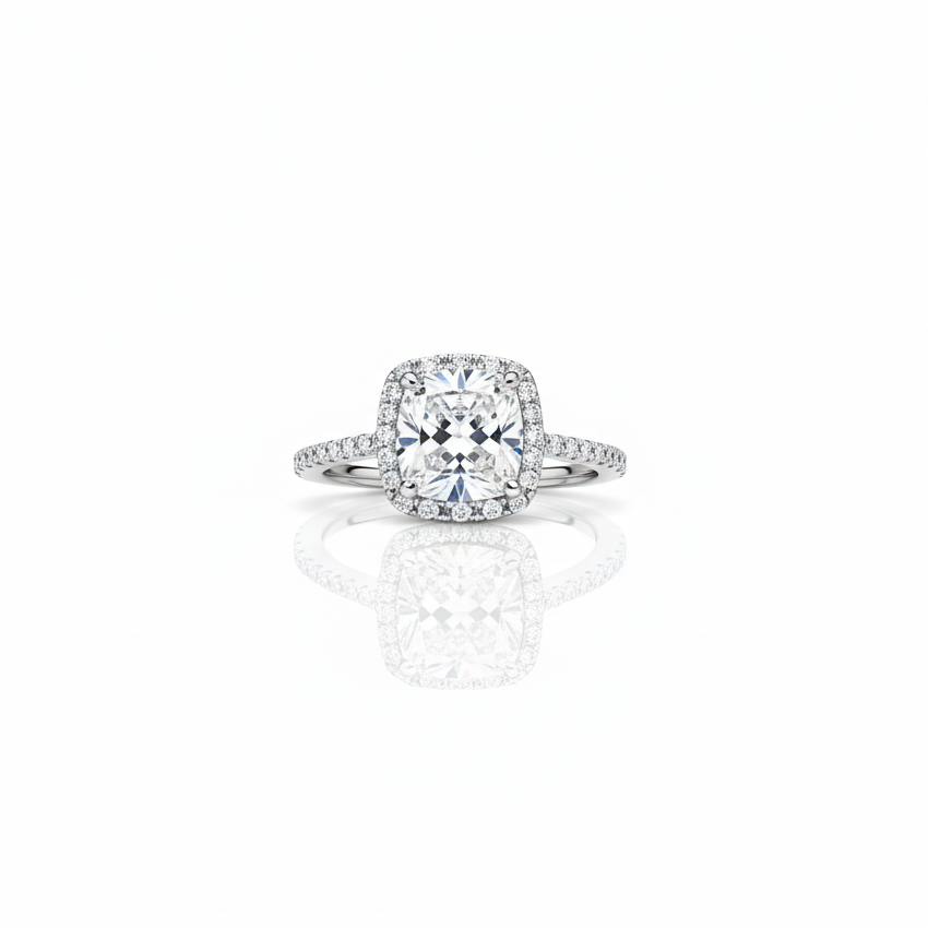 Cushion Cut Moissanite Engagement Ring