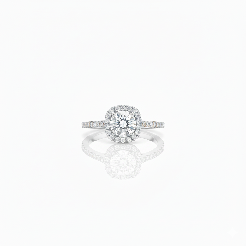 Luxury Halo Moissanite Diamond Ring