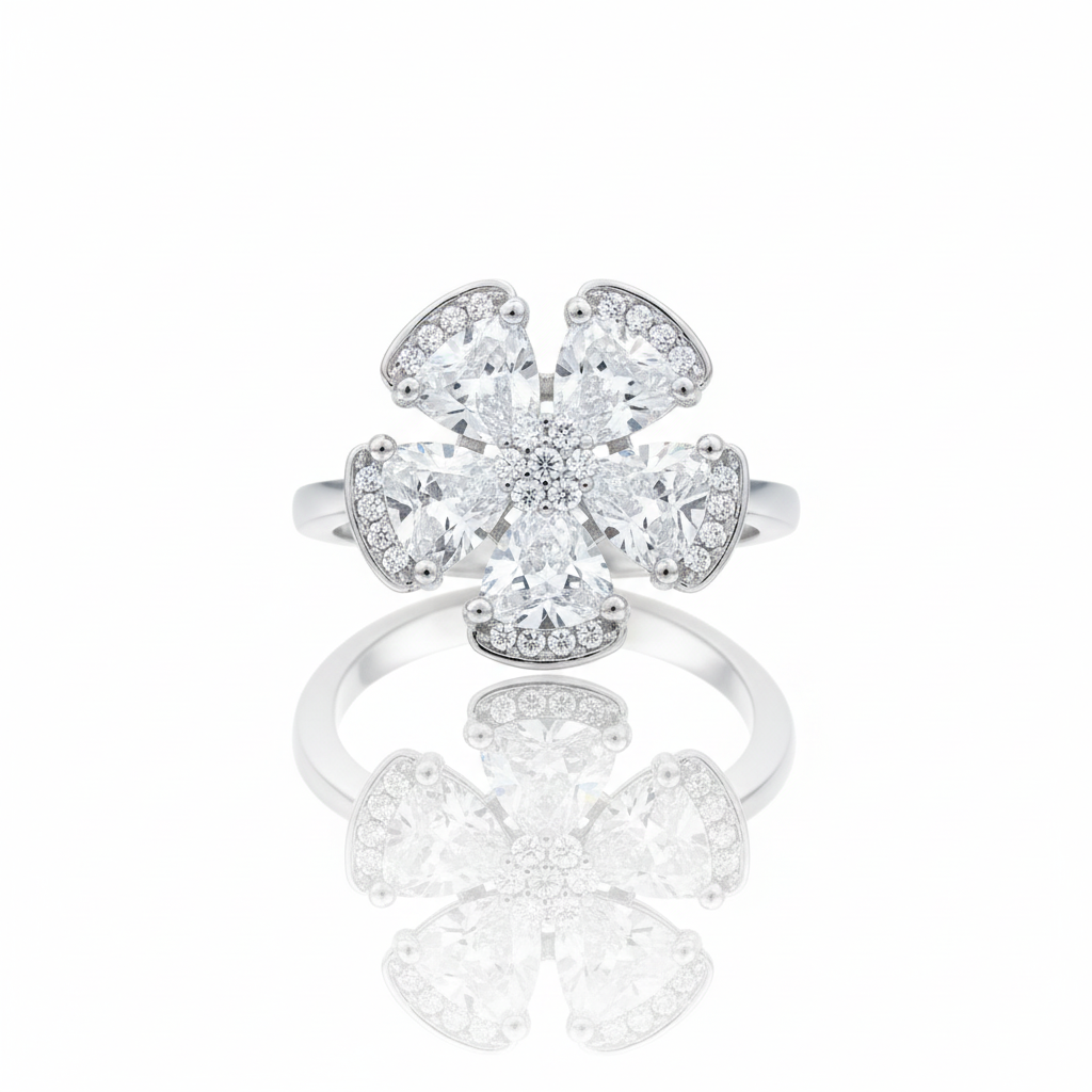 Women Ring 925 Sterling Silver CZ Bridal Cocktail Ring