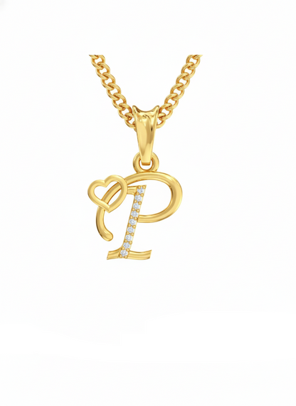 P Initial Alphabet Diamond Pendant - Diamond Jewellery