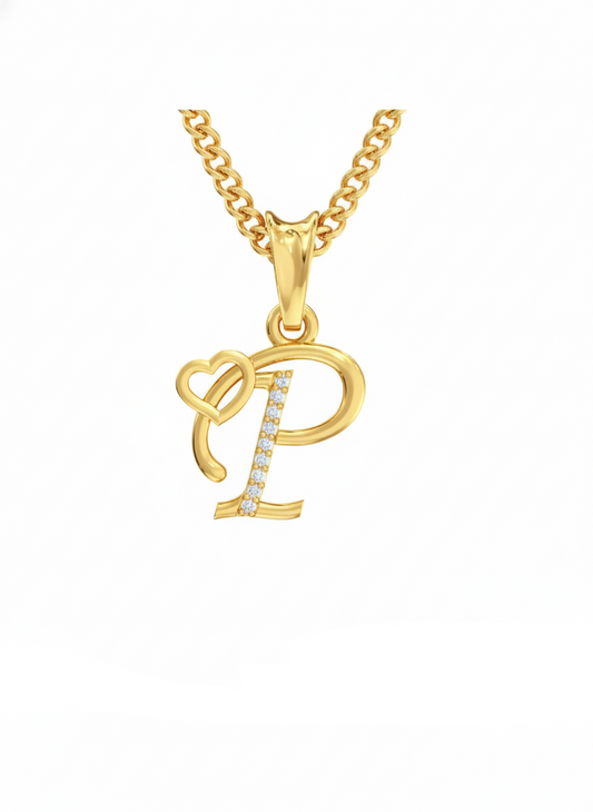 P Initial Alphabet Diamond Pendant - Diamond Jewellery