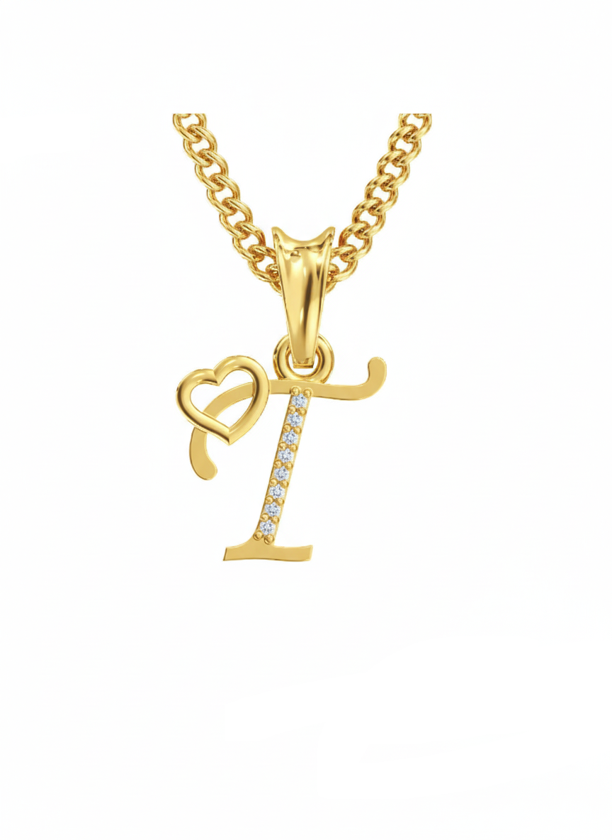 T Initial Alphabet Diamond Pendant - Diamond Jewellery