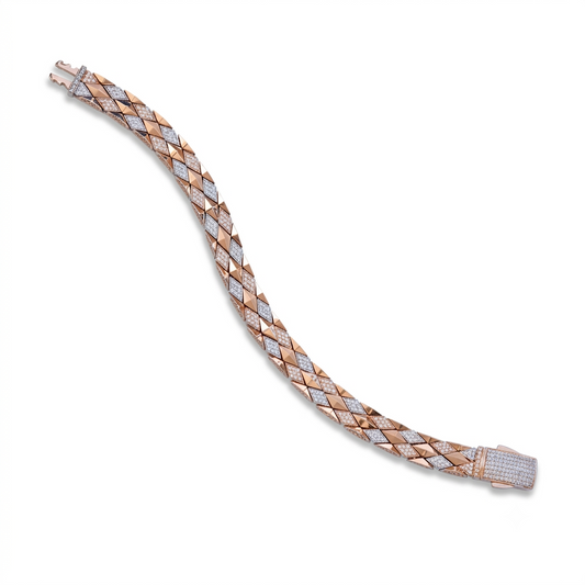 Elegant 18kt Rose Gold Bracelet with American Diamond Luxurious Designer Jewelry