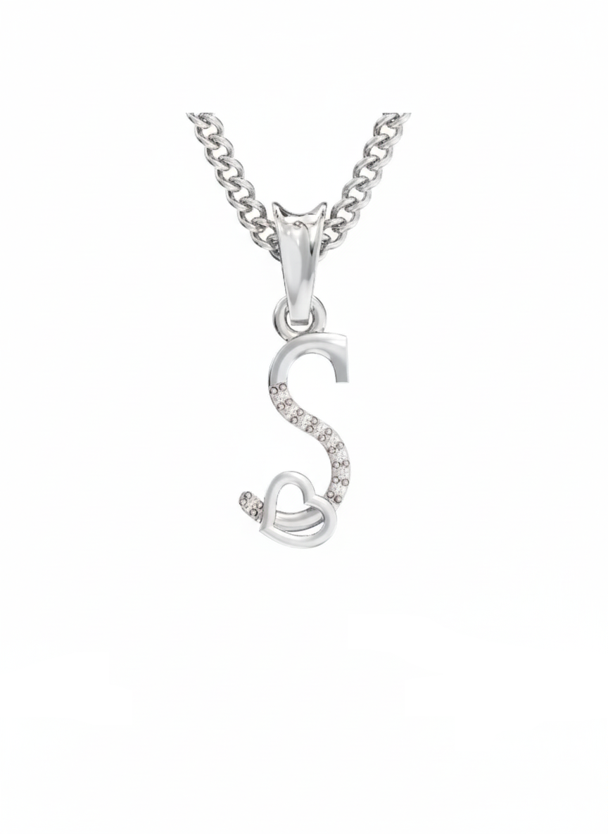 S Initial Alphabet Diamond Pendant - Diamond Jewellery