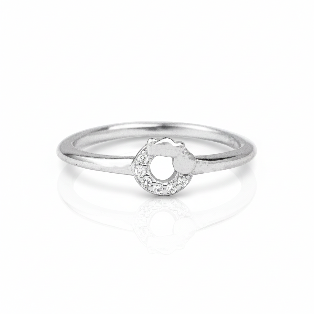 925 Sterling Silver Moissanite Diamond Circle Ring