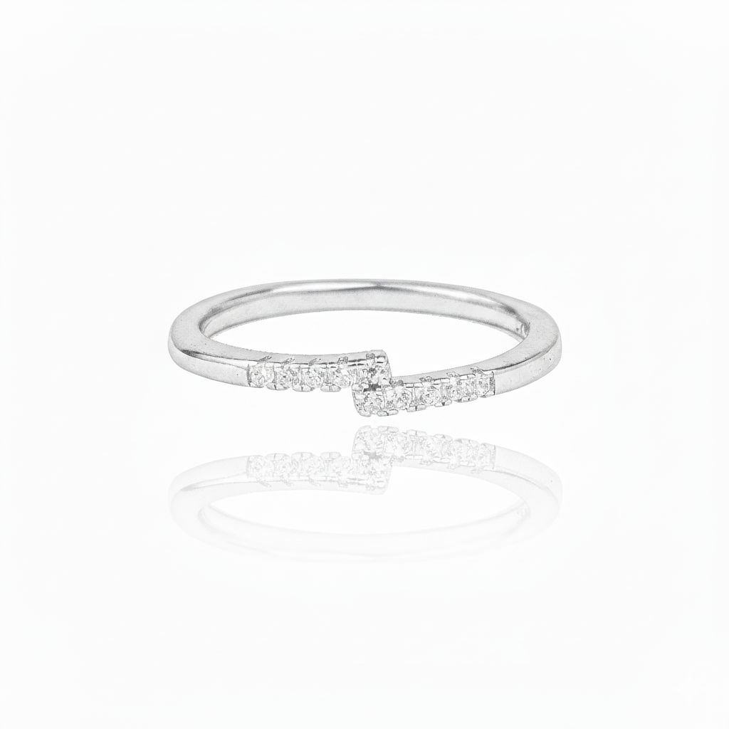 925 Sterling Silver Moissanite Diamond Band Ring