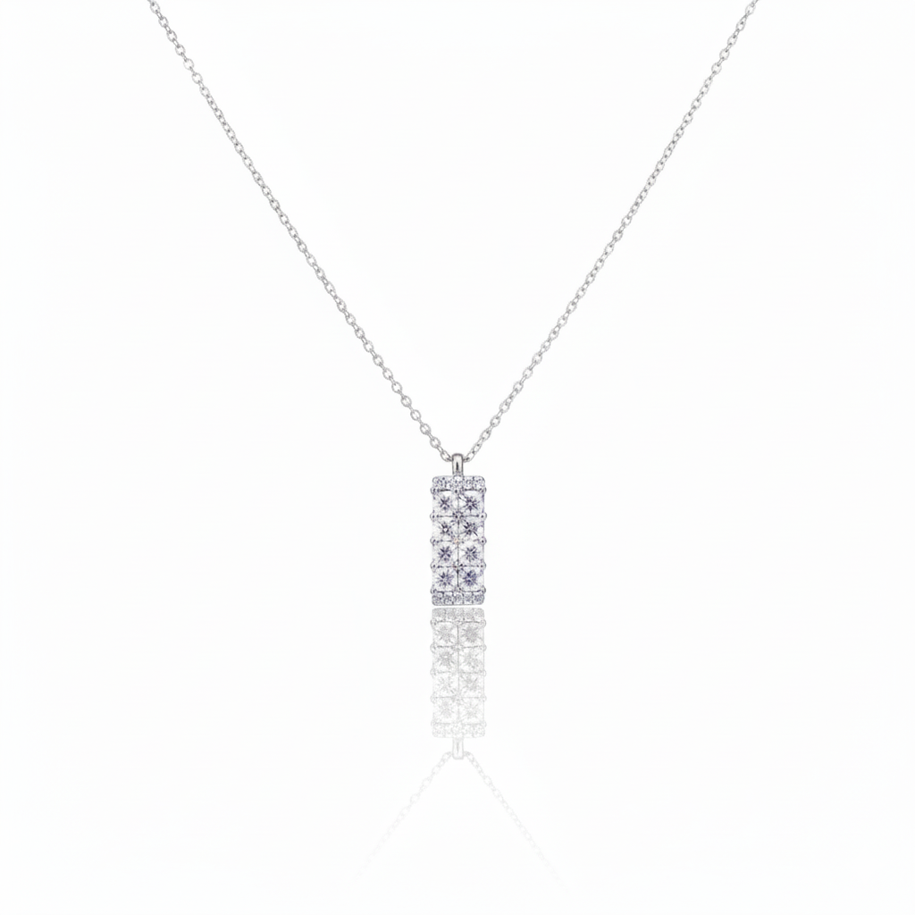 Elegant 92.5 Sterling Silver Chain Necklace with Moissanite Diamonds