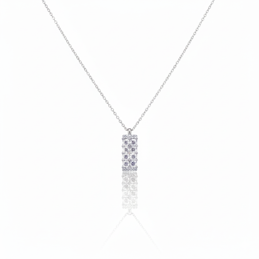 Elegant 92.5 Sterling Silver Chain Necklace with Moissanite Diamonds