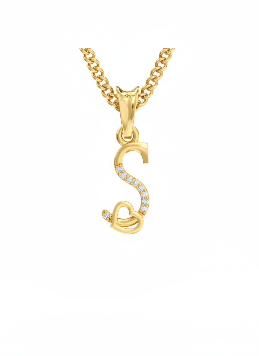 S Initial Alphabet Diamond Pendant - Diamond Jewellery