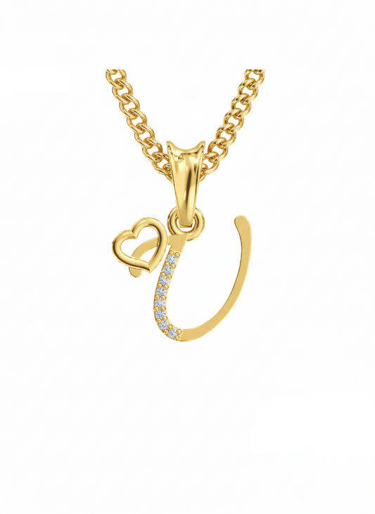 U Initial Alphabet Diamond Pendant - Diamond Jewellery