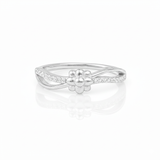 925 Sterling Silver Moissanite Diamond Floral Twist Ring
