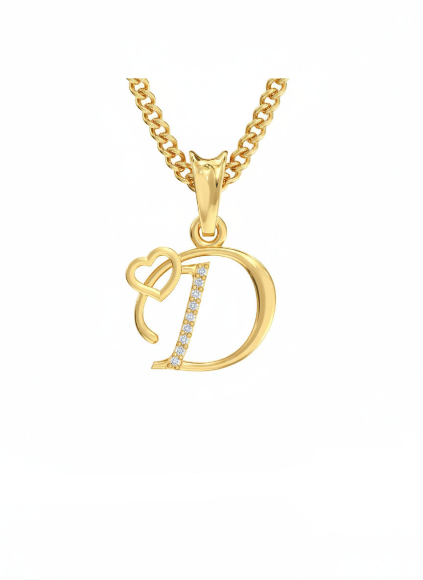 D Initial Alphabet Diamond Pendant - Diamond Jewellery