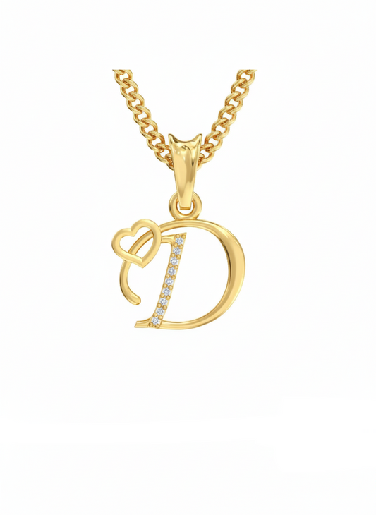 D Initial Alphabet Diamond Pendant - Diamond Jewellery
