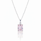Baby Pink Emerald Cut Pendant Necklace with Moissanite Diamond