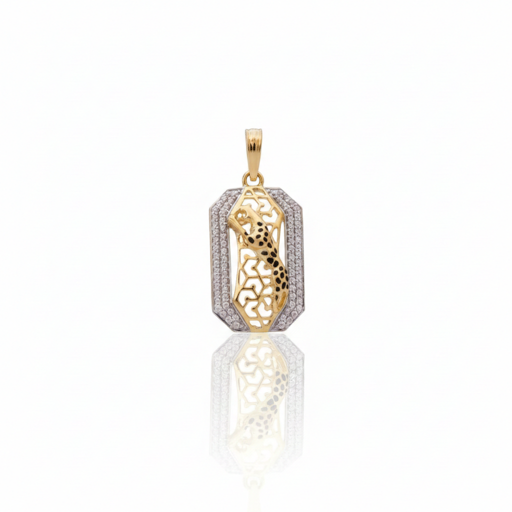 Stunning Gold Men Pendant with American Diamond Accents