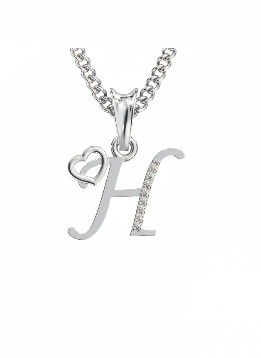 H Initial Alphabet Diamond Pendant - Diamond Jewellery