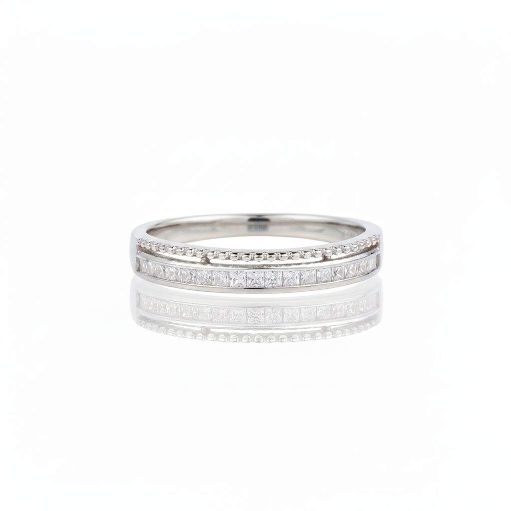 925 Sterling Silver Moissanite Diamond Band Ring