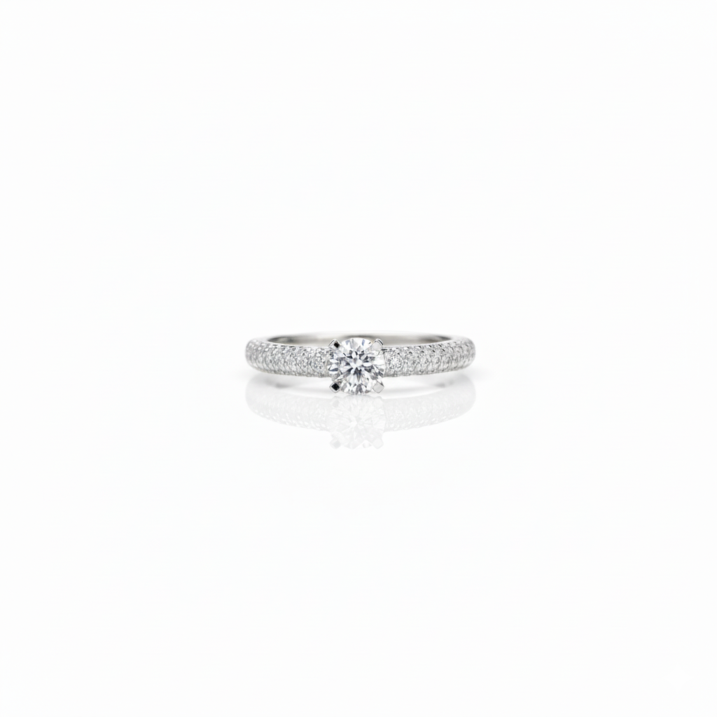 elegant solitaire Moissanite diamond ring