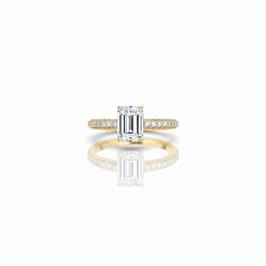Emerald Cut Moissanite Diamond Ring